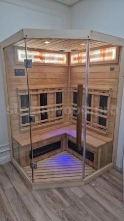 Двухместная угловая инфракрасная сауна Luxury из кедра с керамическими излучателями